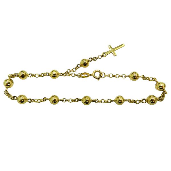 Pulseira em Ouro 18K Terço 11 Bolas de 5.0mm 4.6g