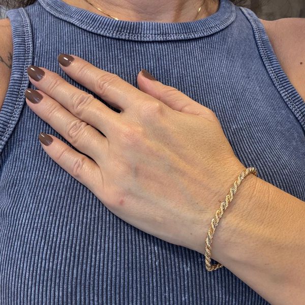 Pulseira de ouro 18k Corda Três Cores 3.6g e 2.7mm