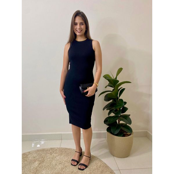 Vestido Canelado Juliana - Preto