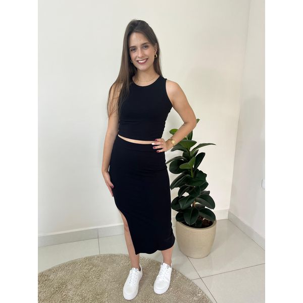 Conjunto Canelado Beatriz - Preto