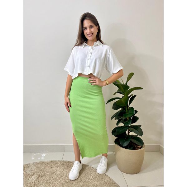 Saia Midi Loana - Verde Menta