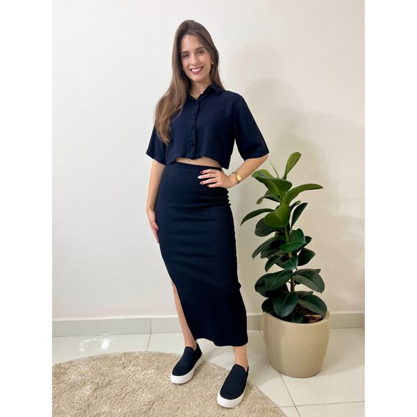 Saia Midi Loana - Preta