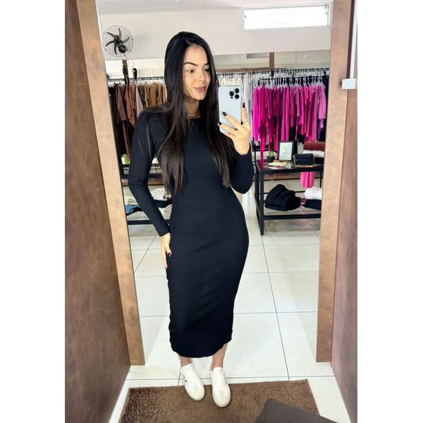 Vestido Midi Stela - Preto
