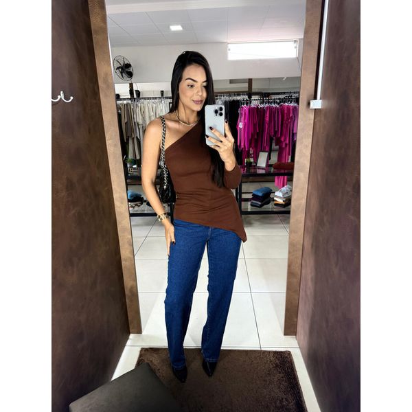 Blusa Assimetrica Rebecca - Marrom