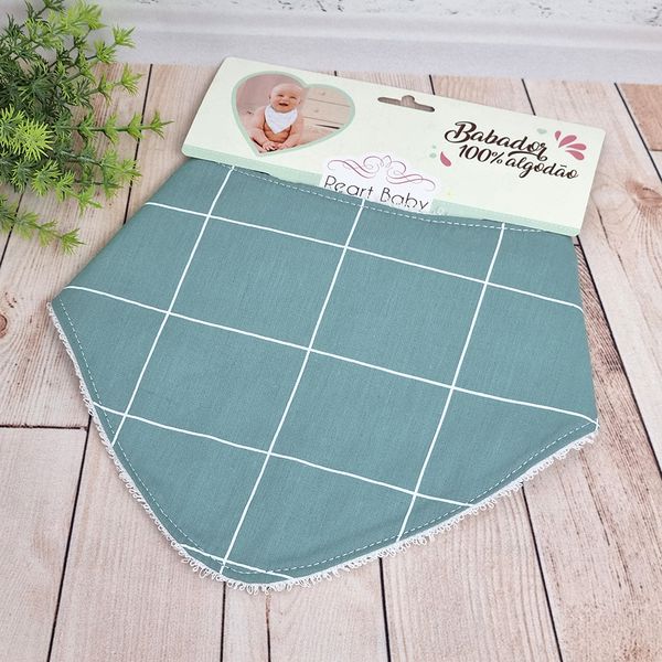 Babador bandana de tecido 100% algodão e atoalhado - verde menta