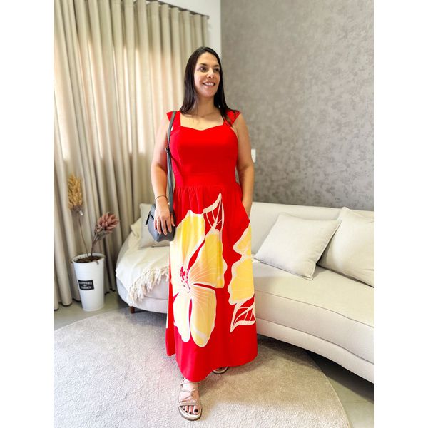 Vestido Dubai Vermelho/ amarelo