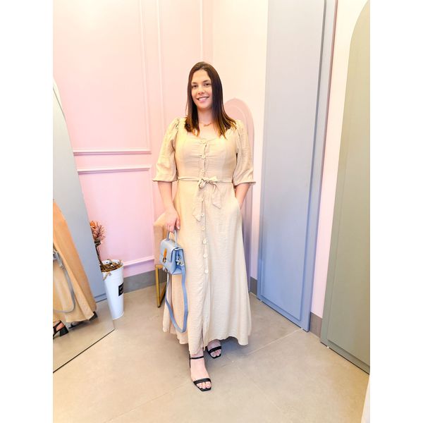 Vestido Dani com cinto nude