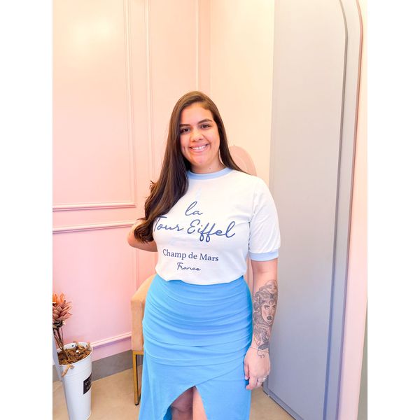 T shirt Catarina Paris branca/azul 