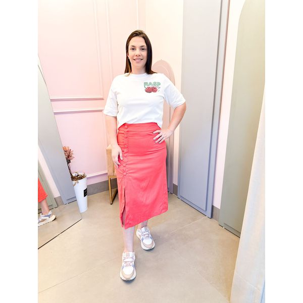 Saia Taise rosa linho 