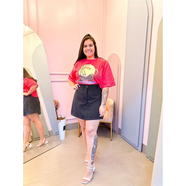 Short Saia listra Plus Preto