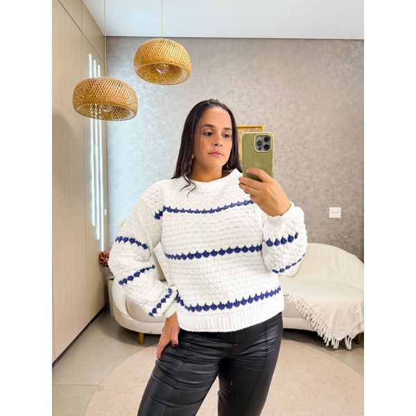Tricot Liz Branco/Azul
