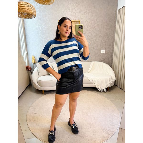 Tricot Básico Listrado Azul