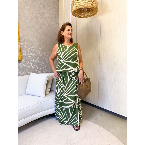 Vestido Veneza Verde Estampado 