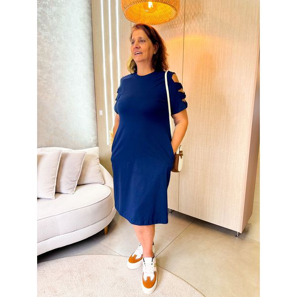 Vestido Gerliane Azul Marinho Plus 