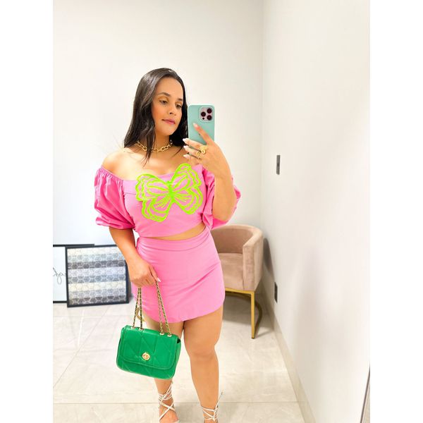 Conjunto Borboleta rosa chiclete