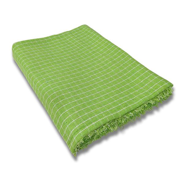 Manta de Algodão Multiuso p/ Cama, Sofá Xadrez Verde Limão com Branco 2,30m x 1,55m