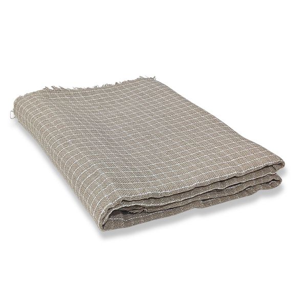 Manta de Algodão Multiuso p/ Cama, Sofá Xadrez Areia com Branco 2,30m x 1,55m