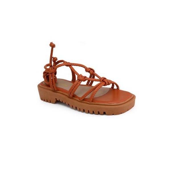 Sandalia Flatform Tiras Trançado Terracota REF. 0996.0999