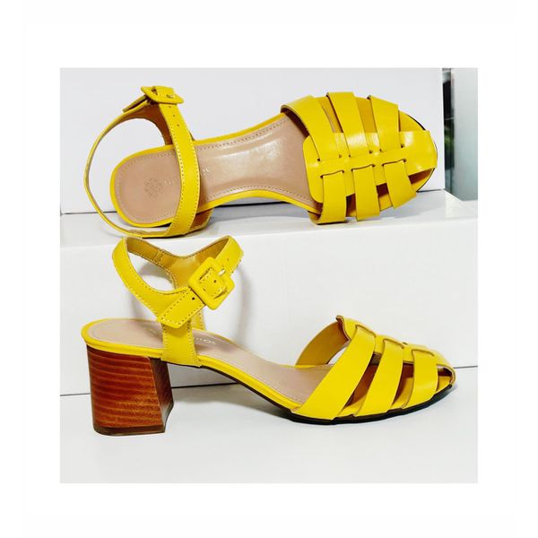 Sandalia Veneto Salto Bloco Amarelo Ref. 09471.09942