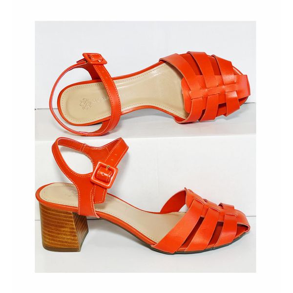 Sandalia Veneto Salto Bloco Laranja Ref. 09471.09942