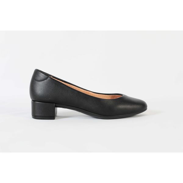 Scarpin Salto Bloco Bico Redondo Preto Ref. 09111.09951