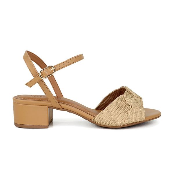 Sandalia Salto Bloco Areia Ref. 09951.09902