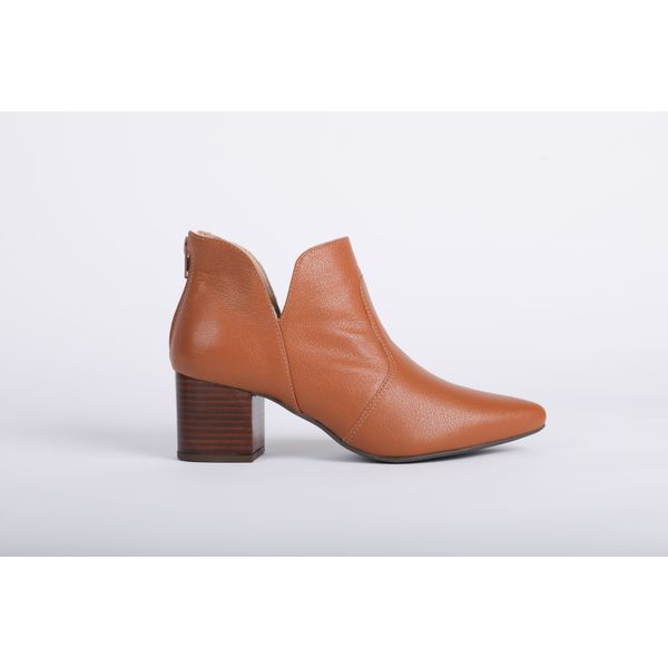 Bota Couro Salto Bloco Caramelo Ref. 09972.09963