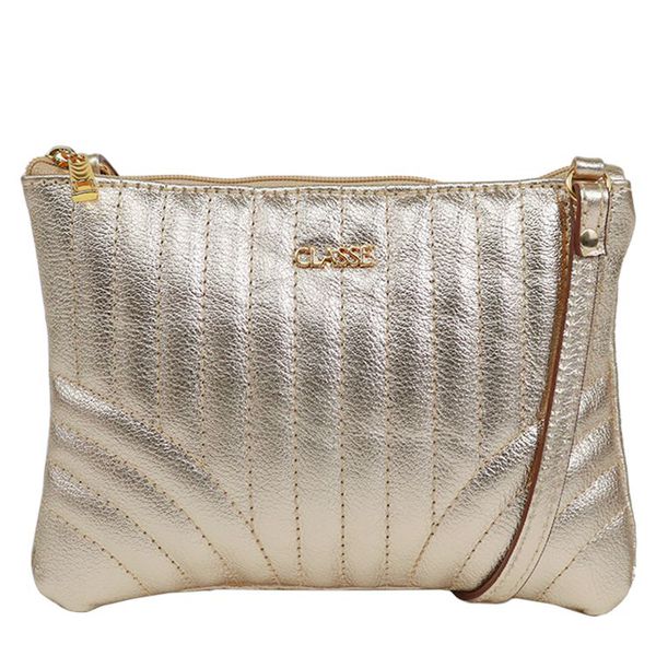Bolsa Feminina Classe Couro Croosbody Eva Ouro Ref. 09941.09991 