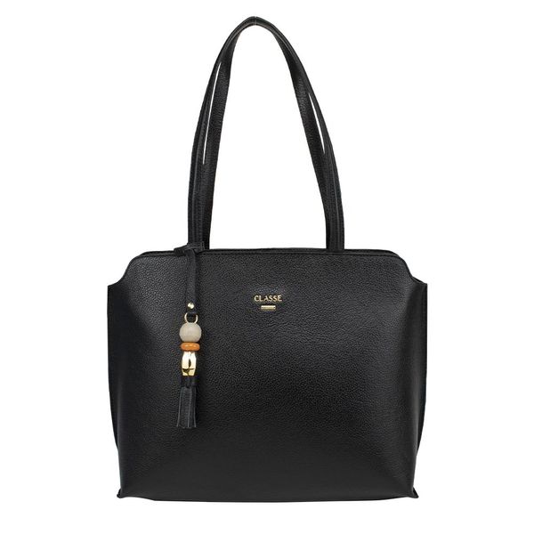 Bolsa Feminina Classe Couro Shopping Bag Preta Ref. 09944.09995