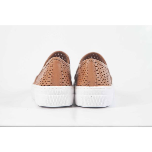 Tênis Slip On em Couro Atanado Caramelo Regimattos