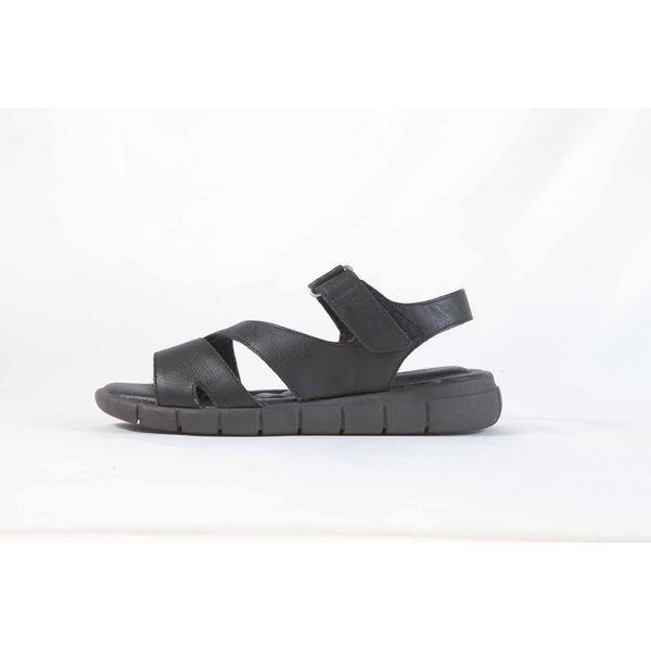 Sandália Confort Couro Mestiço Preto Ref. 09301.09951