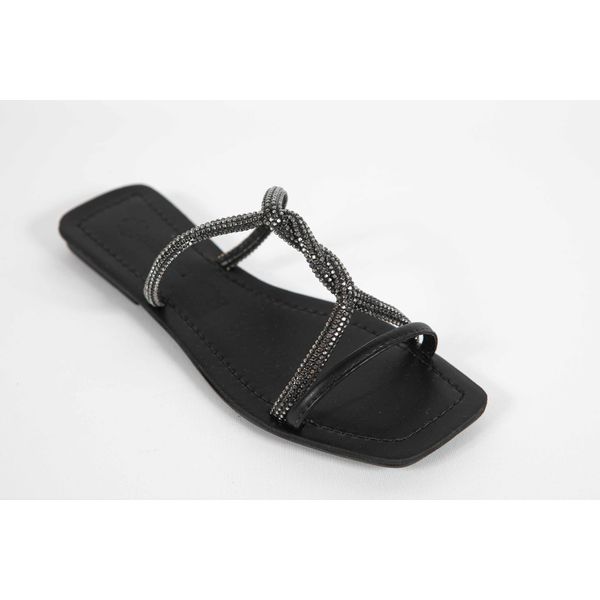 Rasteira Feminina Alça Trançada Preto Crsital REF. 0949.09431