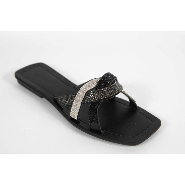 Rasteira Feminina Tiras Trançadas Preto Ref. 0949.09431 