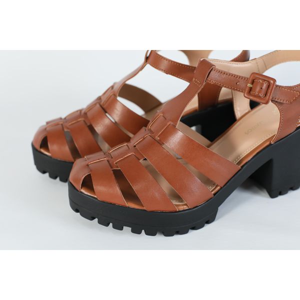 Sandalia de couro marrom sales