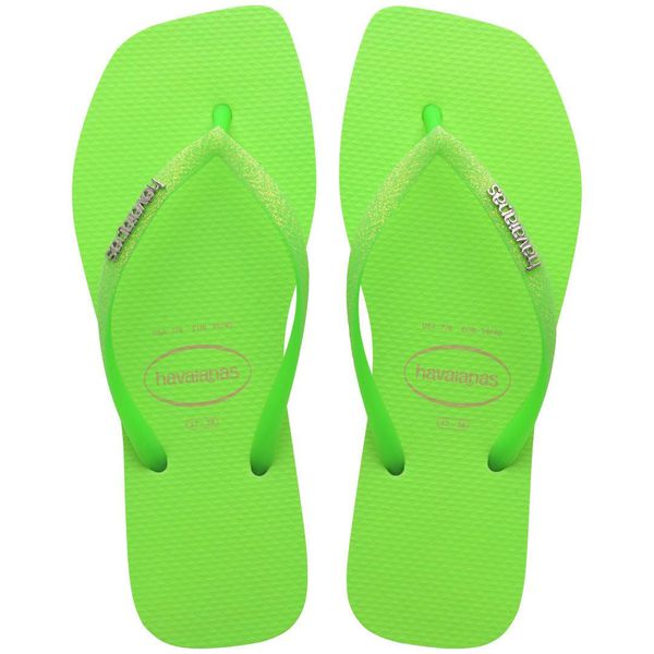Chinelo Havaianas Square Glitter Neon - Bege Palha/Verde