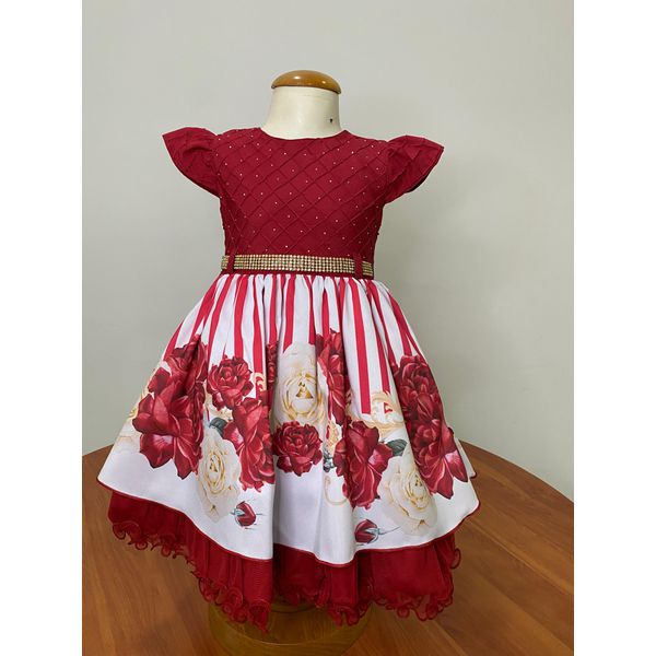 Vestido Menina Bonita Vermelho Florido