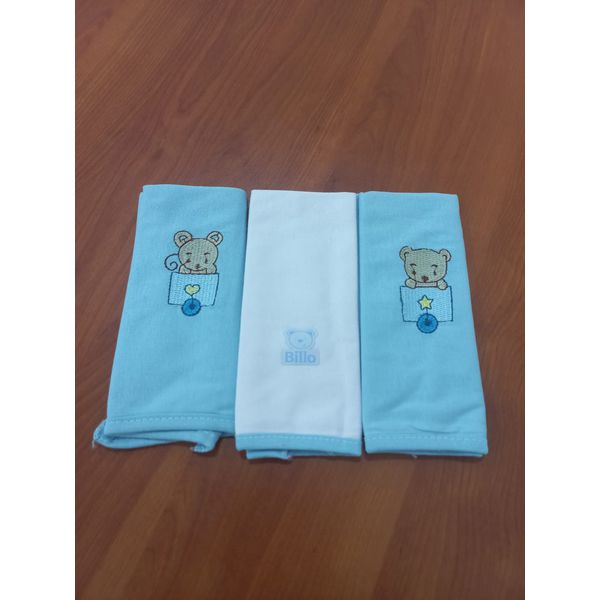 Kit babetes Billo Azul de malha com 3 unidades 