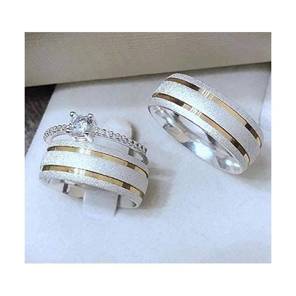 Par De Alianças Em Prata 950 + Anel Solitário