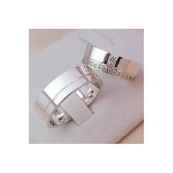 Par De Alianças Em Prata 950 + Anel Solitário