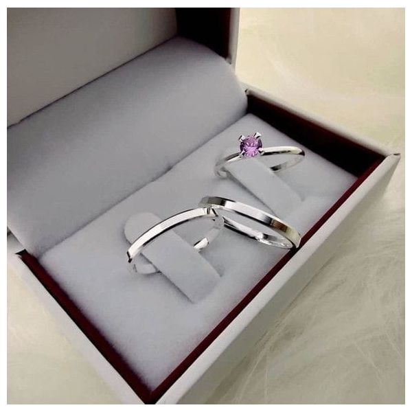 Par De Alianças Em Prata 950 + Anel Solitário