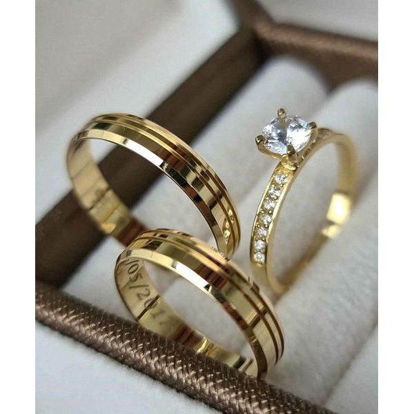 Par de Alianças em ouro 18K 