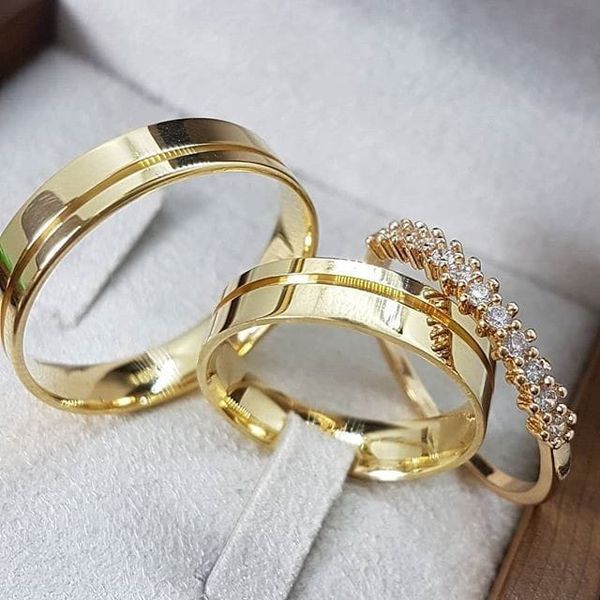 Par de Alianças em ouro 18K 