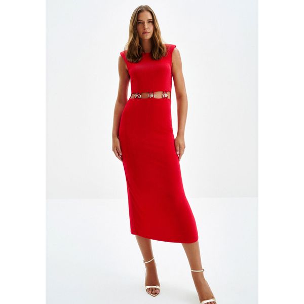 Vestido midi justo vermelho Lez a Lez