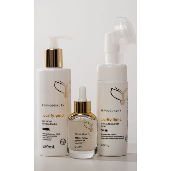 Kit 3 Em 1- Sérum Facial Gel e Espuma de Limpeza Facial