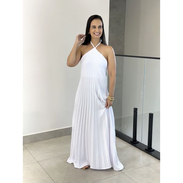 VESTIDO PLISSADO BRANCO