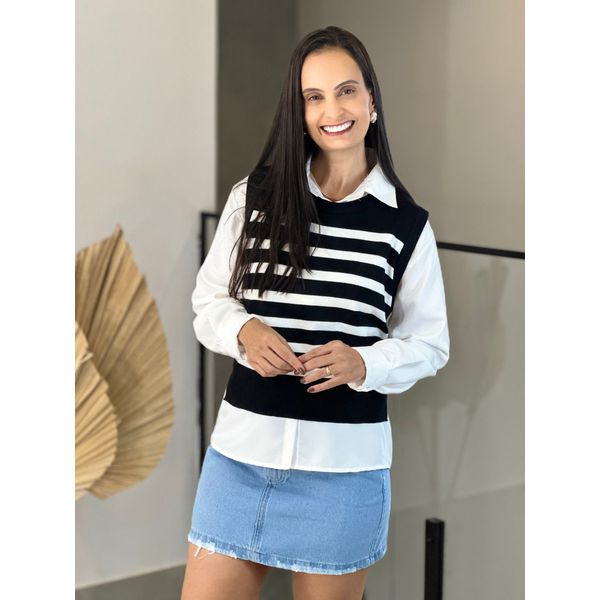 Conjunto Lua listrado preto