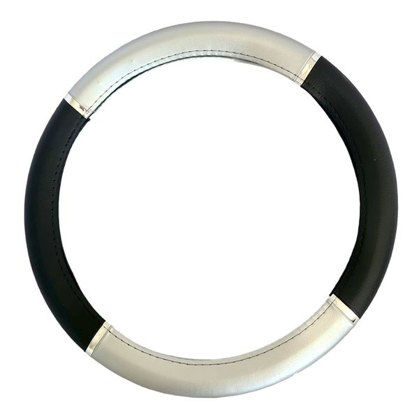 Capa de Volante Cromo Liso - Preto e Prata