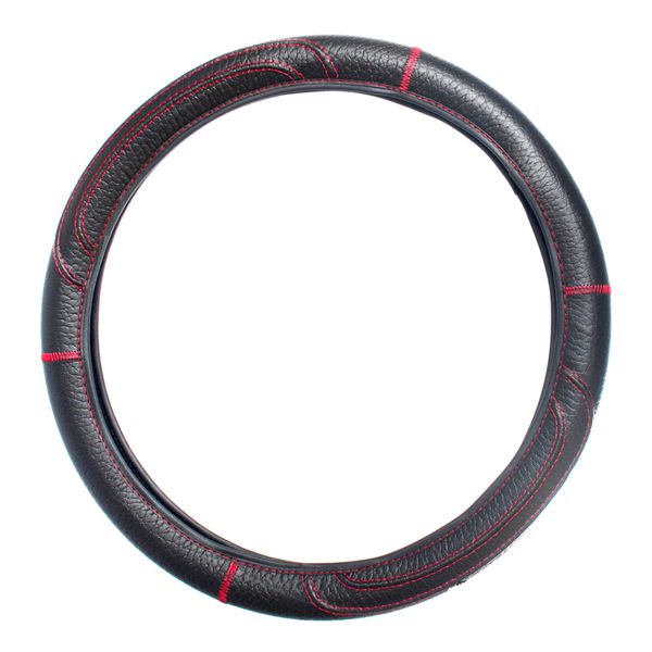 Capa de Volante Couro Novat Kombi - Preto com Vermelho - 45 cm