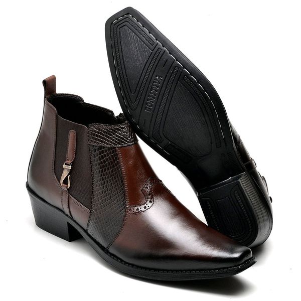 Bota Masculina Couro Cano Baixo Texas Estrivo Café