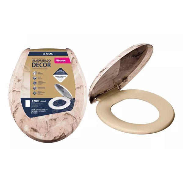 Assento Sanitário Oval Universal Almofadado com Efeito em Mármore Atlas Bege